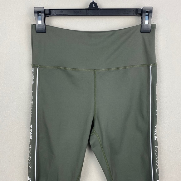 Zyia Olive Logo Stripe Light N Tight Hi-Rise Crop Legging - Size 6-8 - Picture 3 of 7